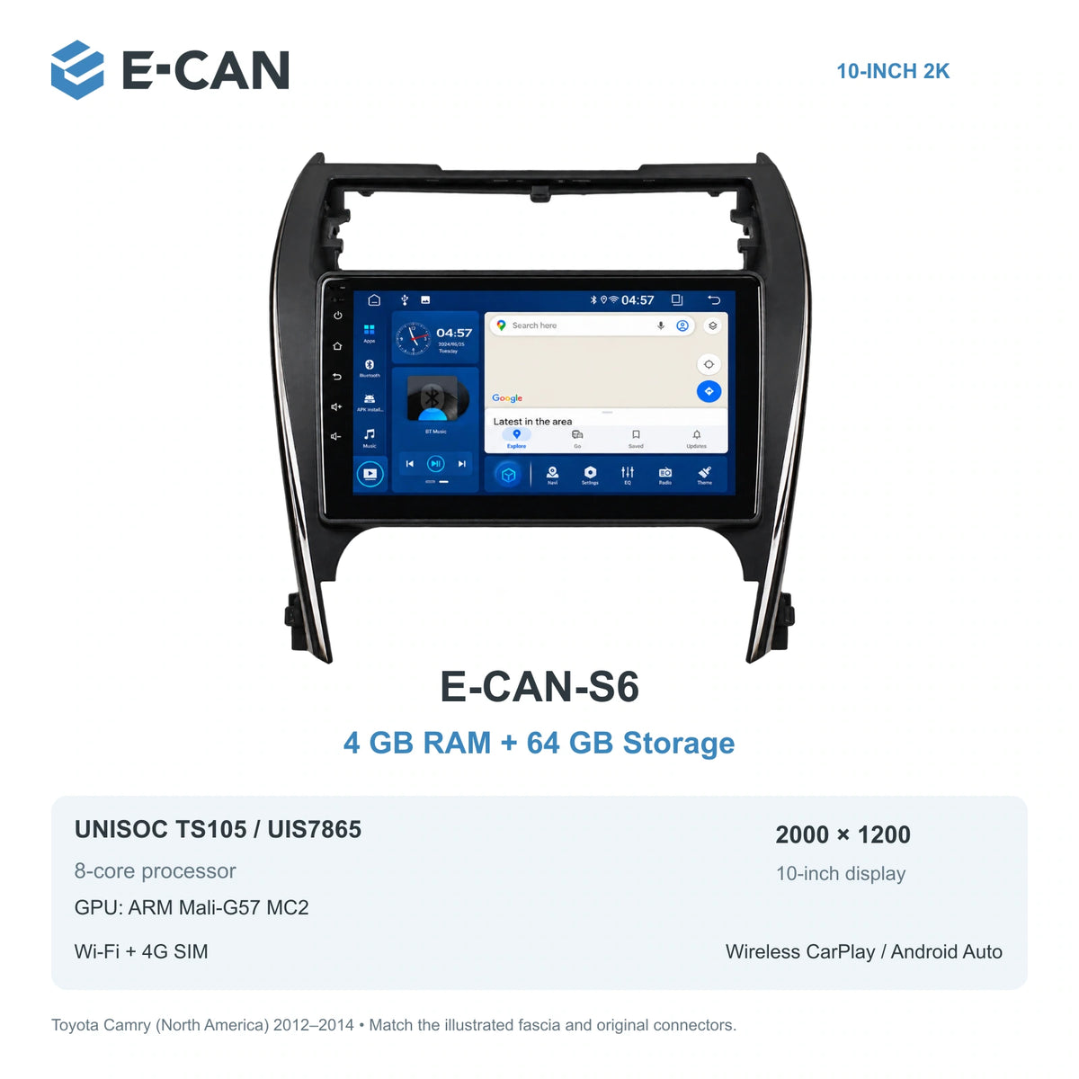 E-CAN Toyota camry North America · 2012–2014 E-CAN-S6 4GB + 64GB
