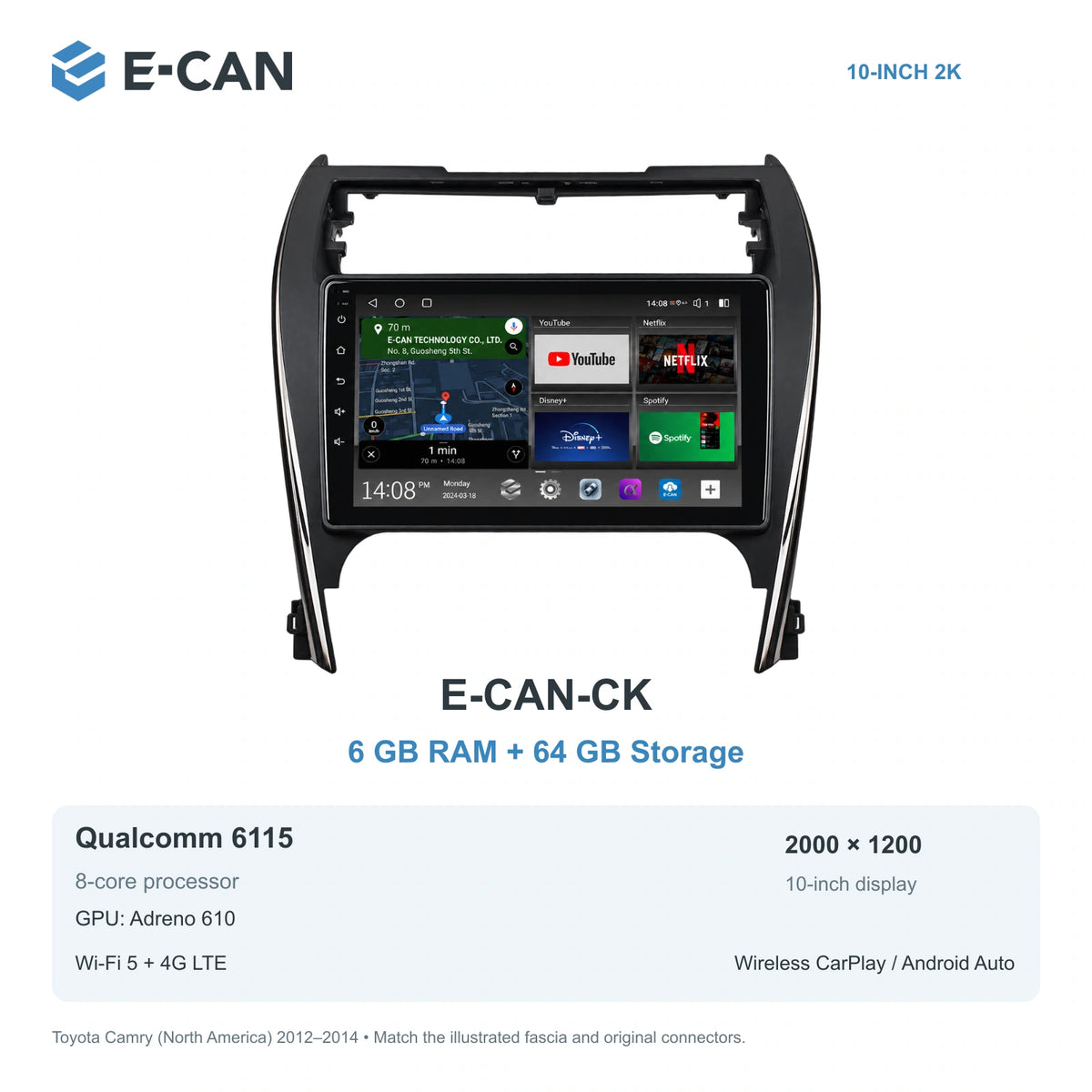 E-CAN Toyota camry North America · 2012–2014 E-CAN-CK 6GB + 64GB