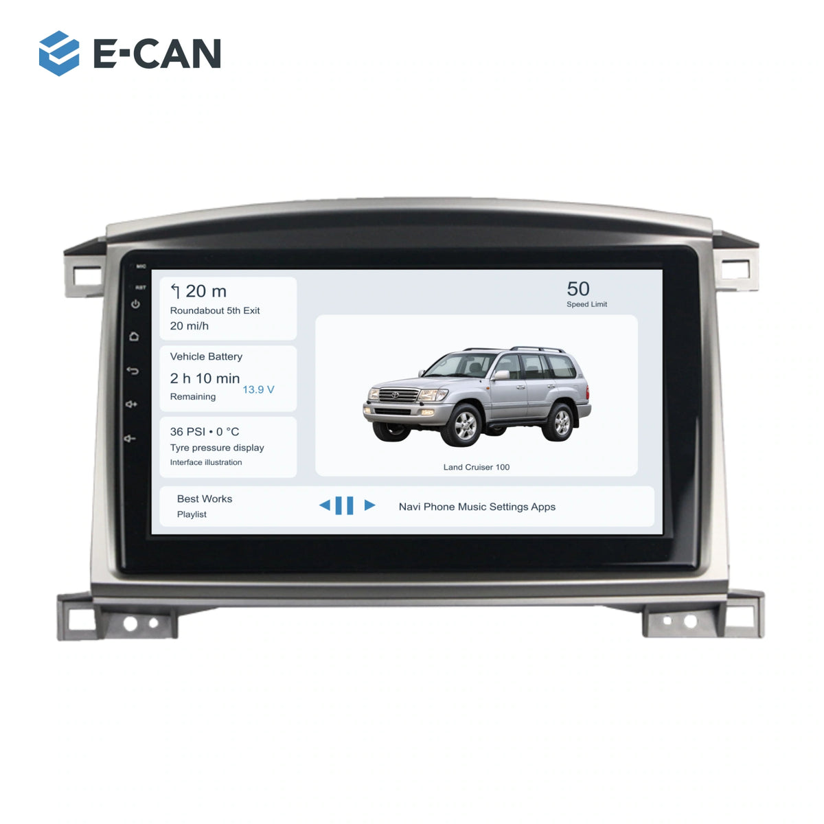 E-CAN Toyota land-cruiser 10.1-inch · Auto A/C · arched-top hero